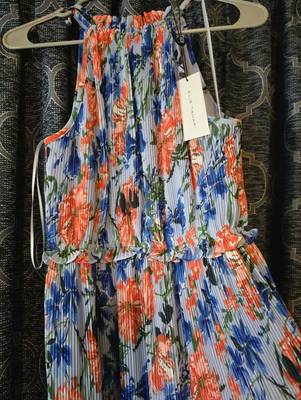 NWT Elie Tahari The Morgan Midi Dress Floral Pleated Halter in size Small - Picture 17 of 17